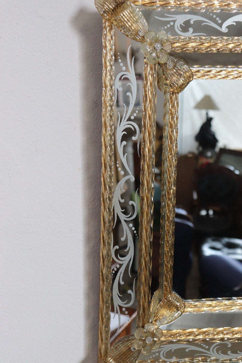 Specchio da parete in vetro di Murano, anni '80-photo-2