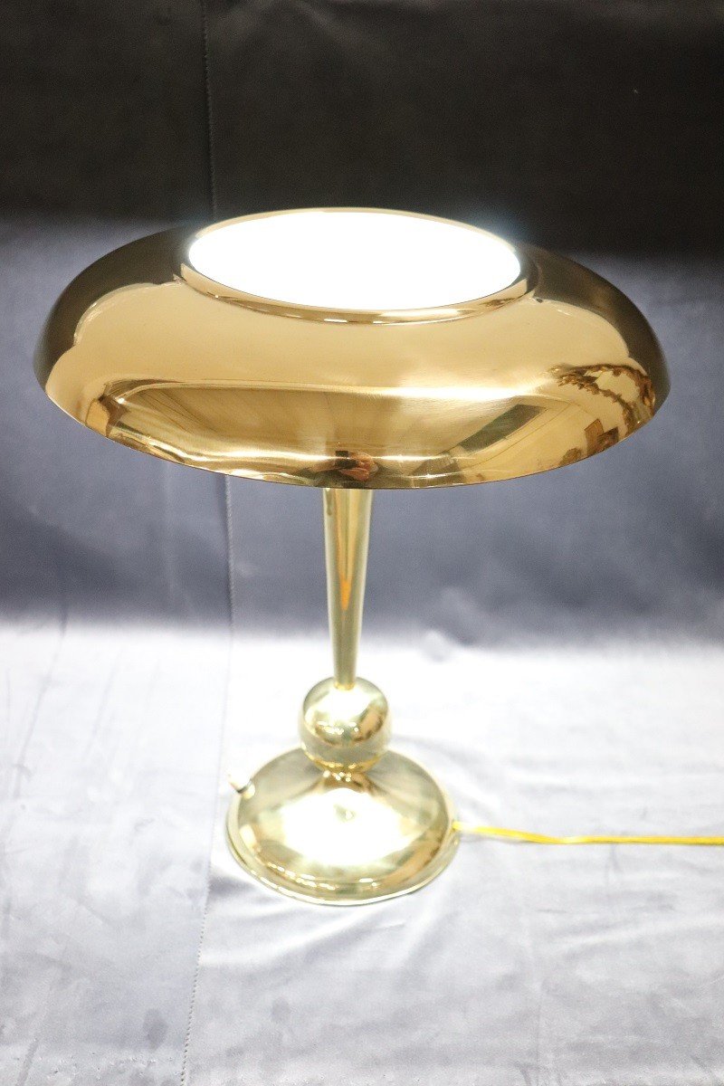 Lampada da tavolo in ottone attribuita a Oscar Torlasco per Lumi, anni '50-photo-2