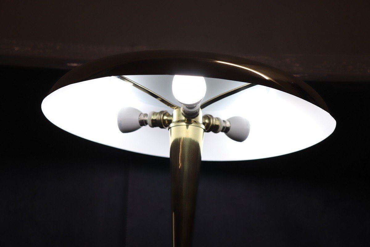 Lampada da tavolo in ottone attribuita a Oscar Torlasco per Lumi, anni '50-photo-3