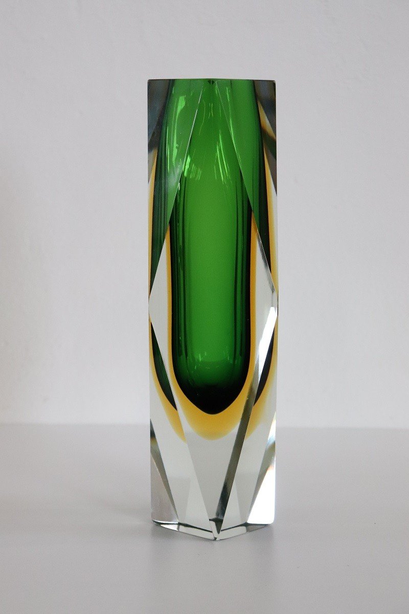 Vaso in vetro di Murano verde di Flavio Poli per A. Mandruzzato, anni '60-photo-4