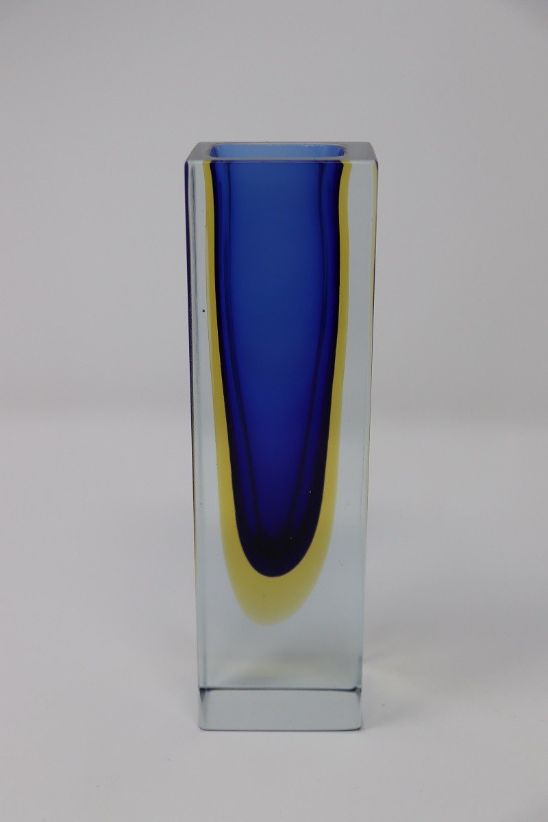 Vaso piccolo blu di Flavio Poli per Seguso, anni '70-photo-3