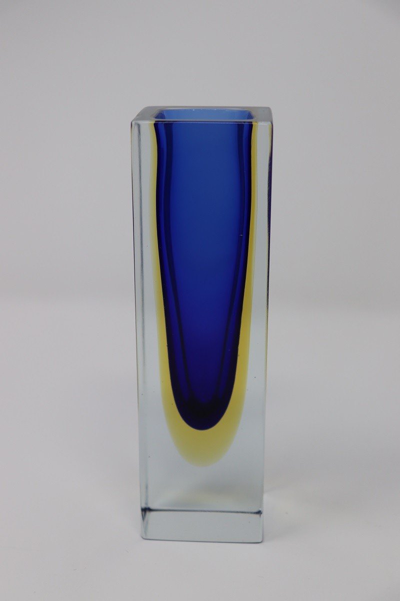 Vaso piccolo blu di Flavio Poli per Seguso, anni '70-photo-1