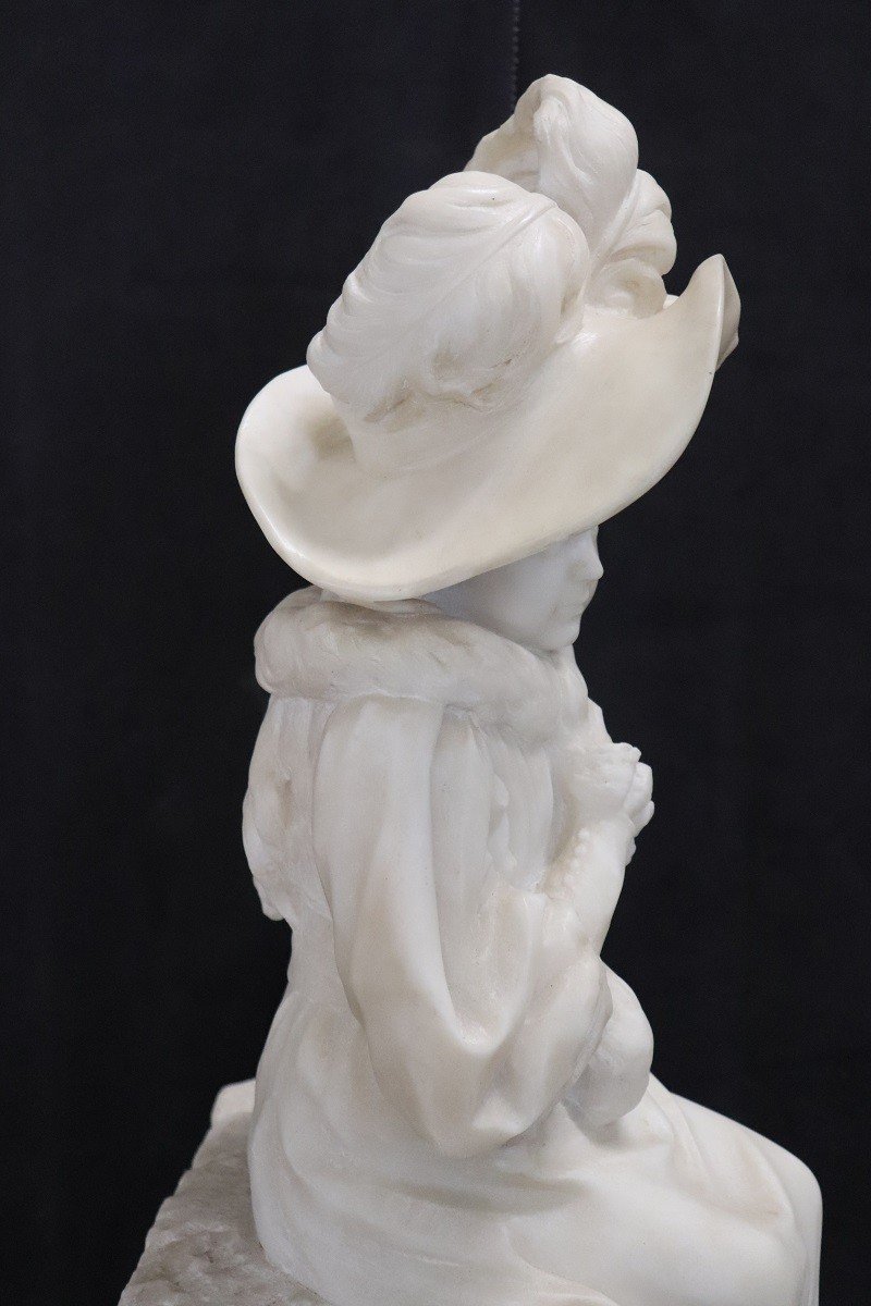 Scultura figurativa, fine XIX secolo, marmo bianco-photo-4