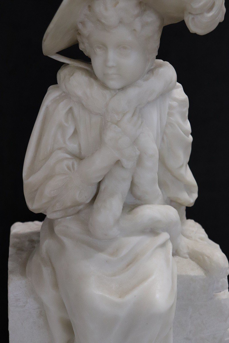 Scultura figurativa, fine XIX secolo, marmo bianco-photo-1