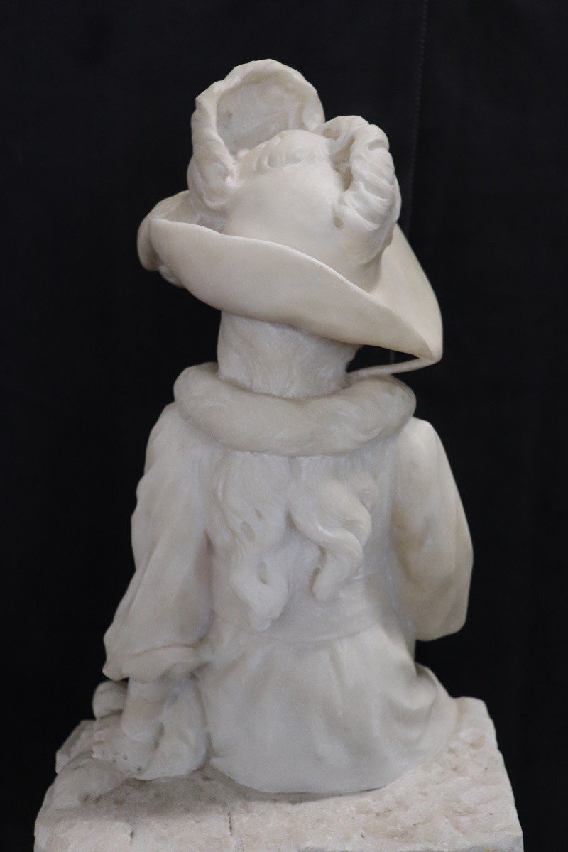 Scultura figurativa, fine XIX secolo, marmo bianco-photo-4