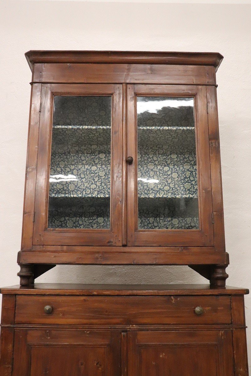 Credenza rustica in legno di abete, XIX secolo-photo-3