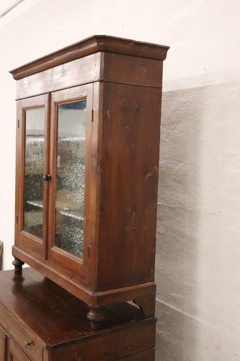 Credenza rustica in legno di abete, XIX secolo-photo-3