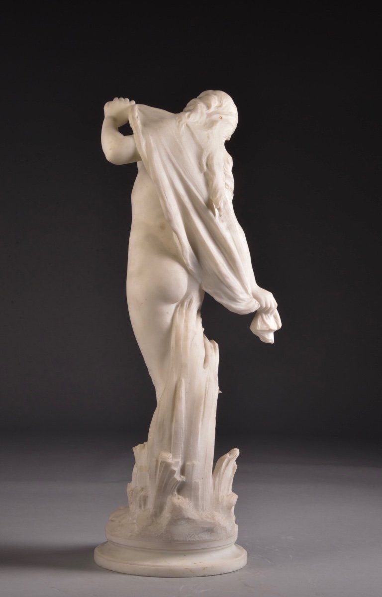 Proantic Mathurin Moreau Large Carrara Marble Nude Sculp