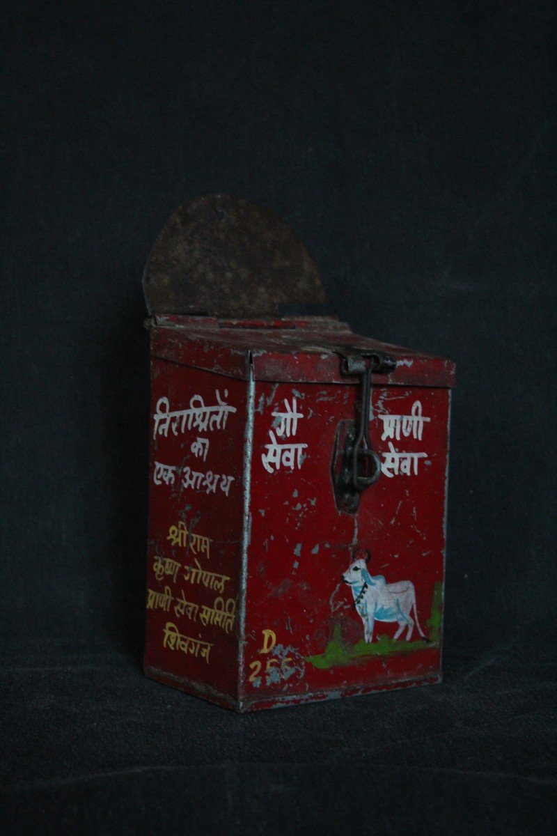 Scatola per Donazioni Nandi Vintage dall'India.Vintage Nandi Donation Box, India-photo-2