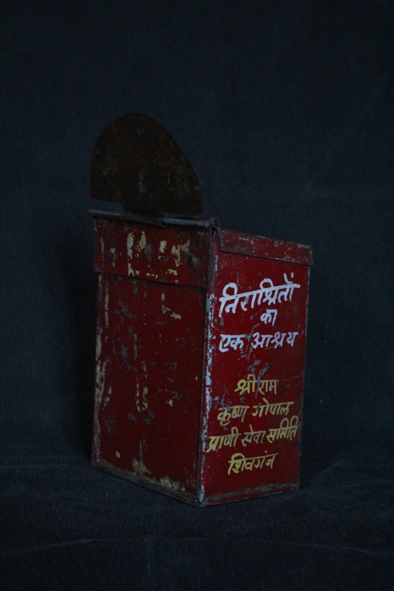 Scatola per Donazioni Nandi Vintage dall'India.Vintage Nandi Donation Box, India-photo-3