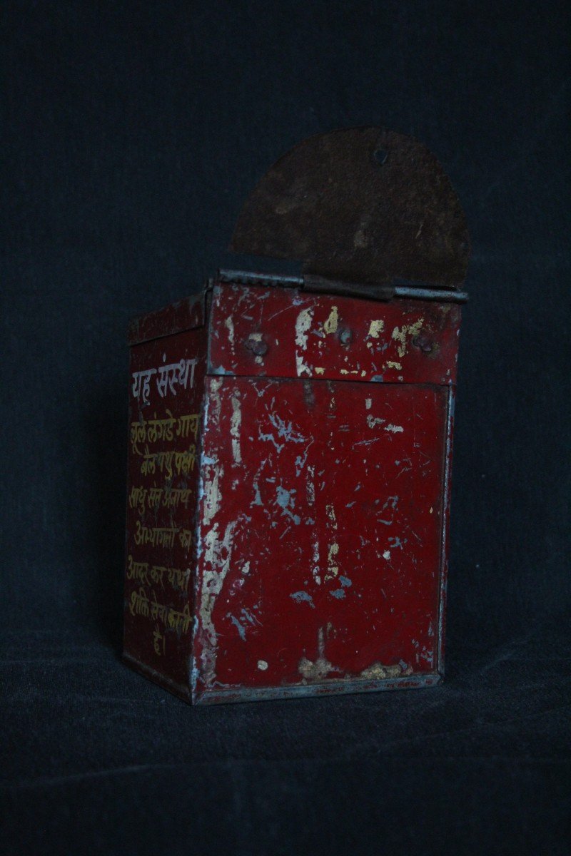 Scatola per Donazioni Nandi Vintage dall'India.Vintage Nandi Donation Box, India-photo-4