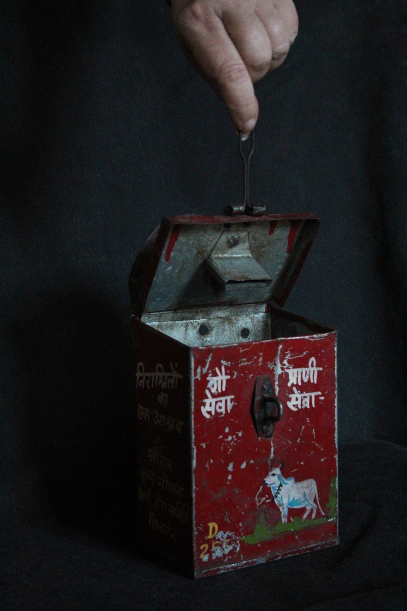 Scatola per Donazioni Nandi Vintage dall'India.Vintage Nandi Donation Box, India-photo-2