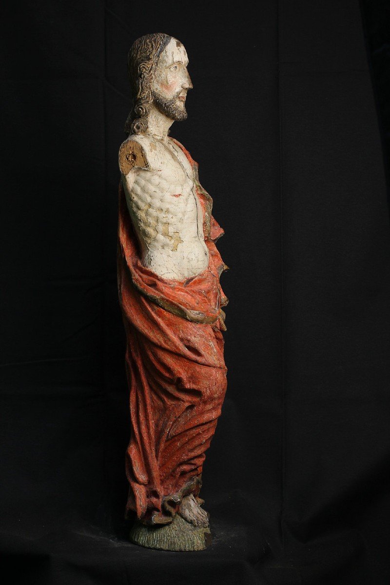 Scultura in legno policromo Cristo Risorto XVI secolo-photo-3