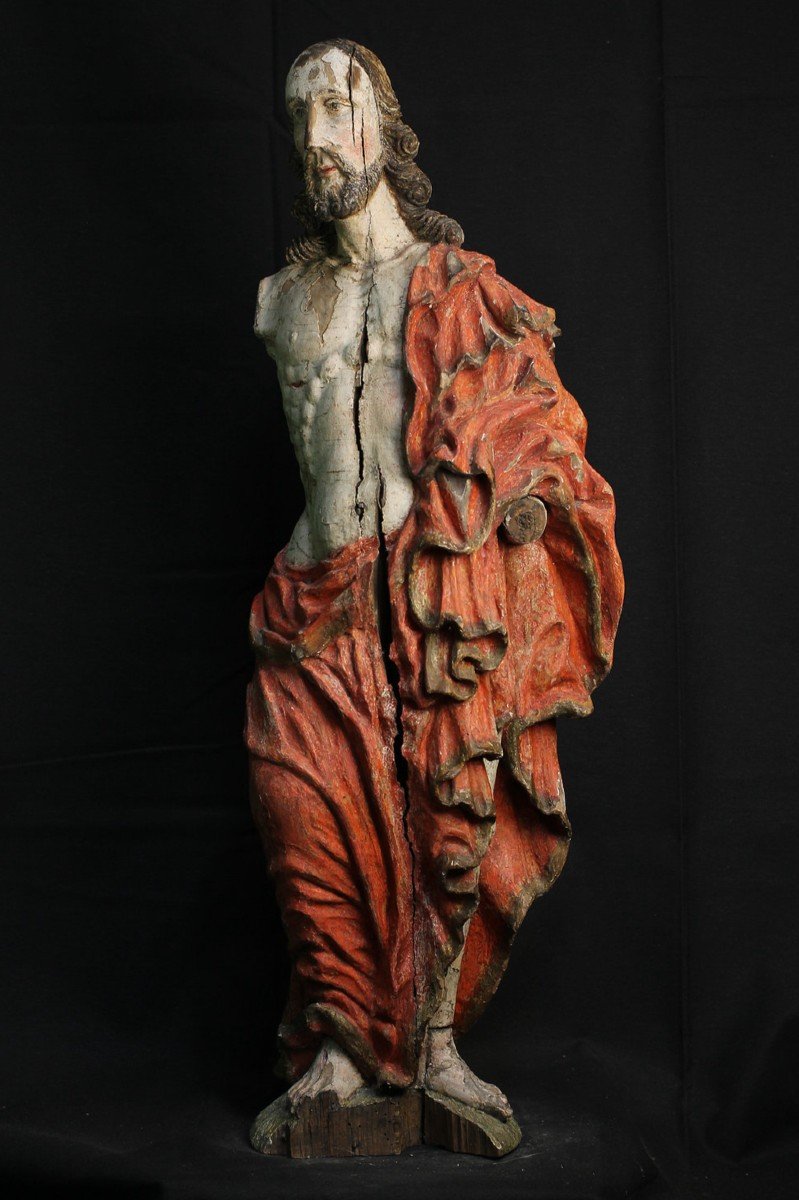 Scultura in legno policromo Cristo Risorto XVI secolo