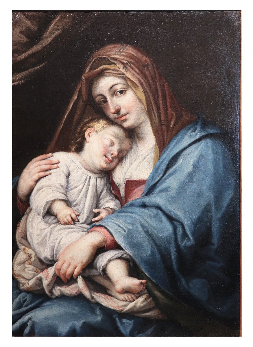 Pittore Fiammingo: Madonna con Bambino Dormiente, fine '600-photo-3