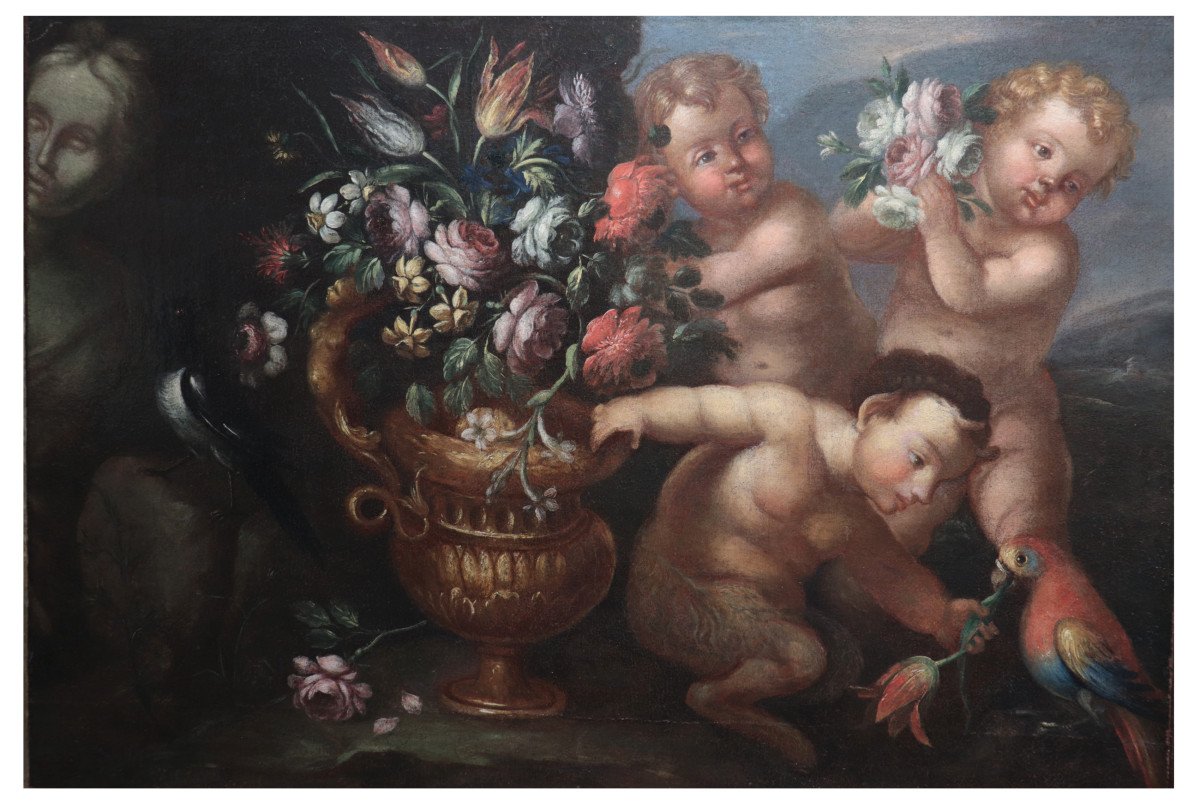 Natura Morta con Putti e fiori, Roma, fine '600-photo-2