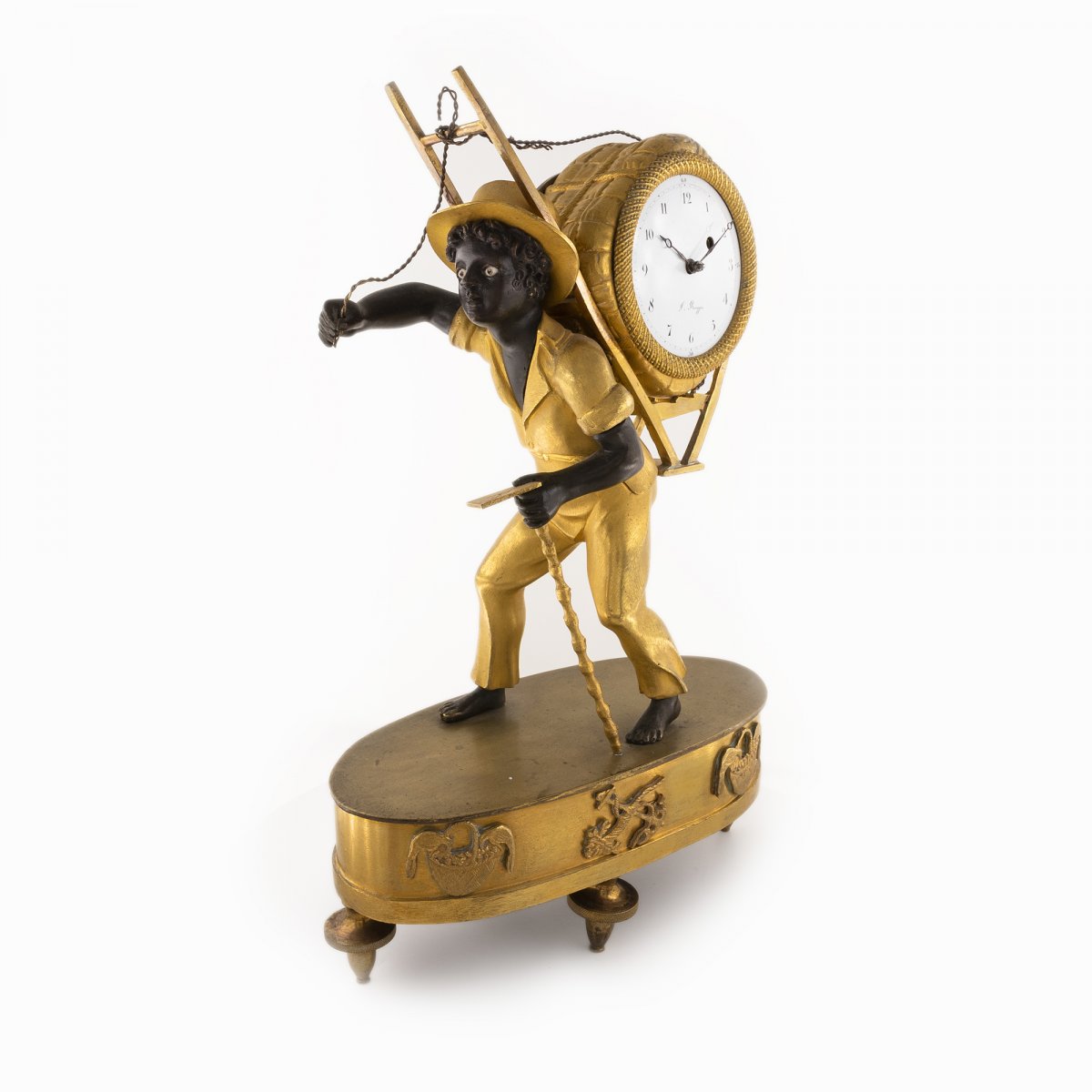 Petite Montre Pendulette Française, ‘le Portefaix’ Au Bon Sauvage-photo-2