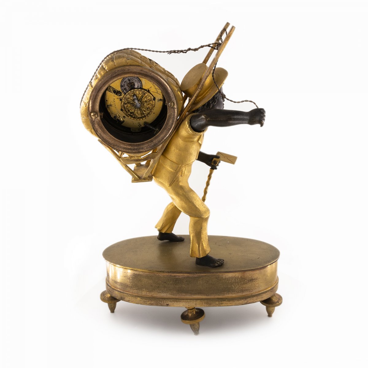 Petite Montre Pendulette Française, ‘le Portefaix’ Au Bon Sauvage-photo-3