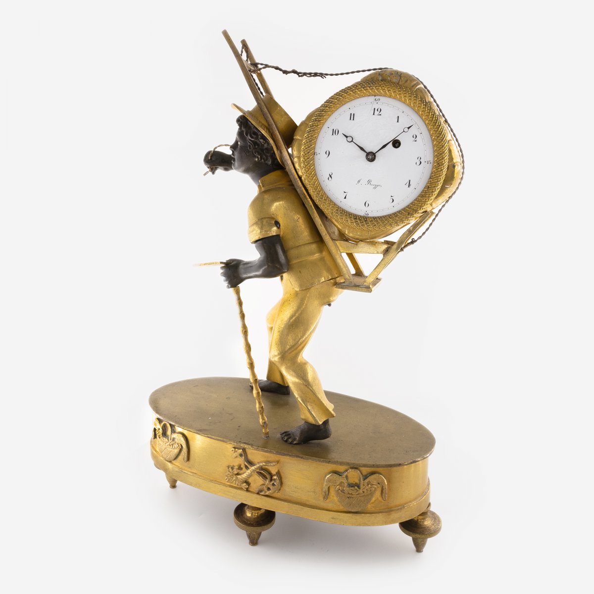 Petite Montre Pendulette Française, ‘le Portefaix’ Au Bon Sauvage-photo-1