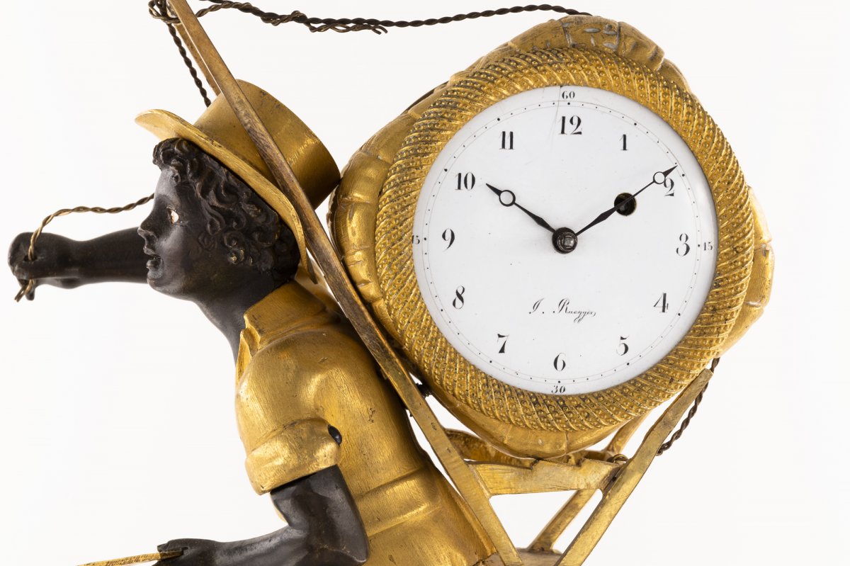 Petite Montre Pendulette Française, ‘le Portefaix’ Au Bon Sauvage-photo-4