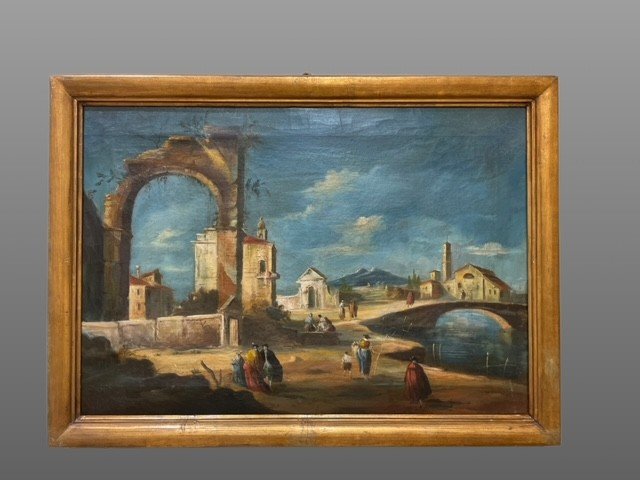 DIPINTO OLIO SU TELA RAFFIGURANTE " PAESAGGIO FLUVIALE"