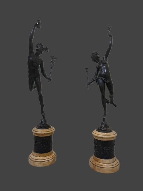 COPPIA DI SCULTURE IN BRONZO PATINATO  -photo-3