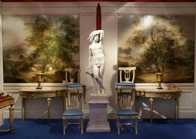 Importanti dipinti da boiserie, paesaggi italiani olio su tela