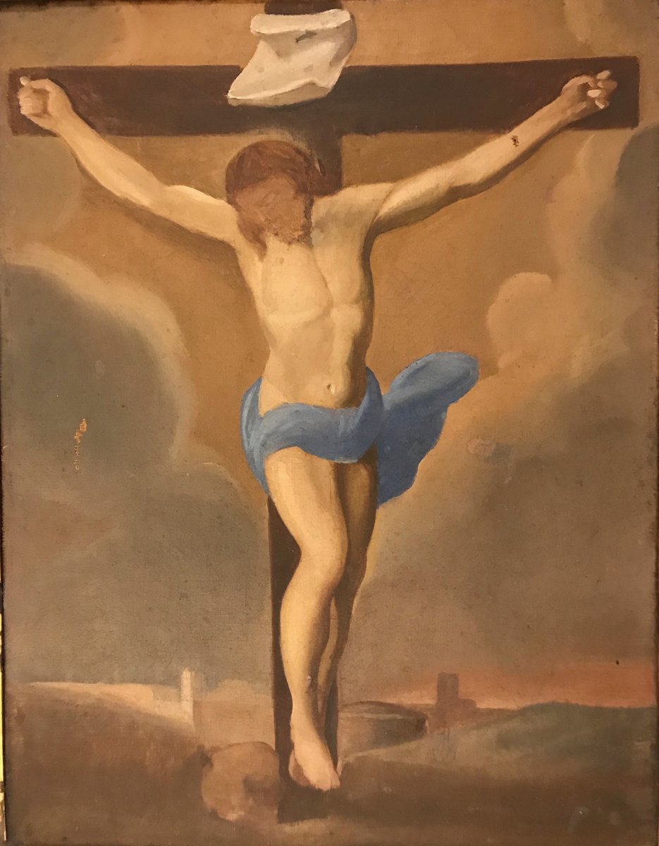 Ècole Italienne Du XIX Siècle, Christ Crucifié-photo-2