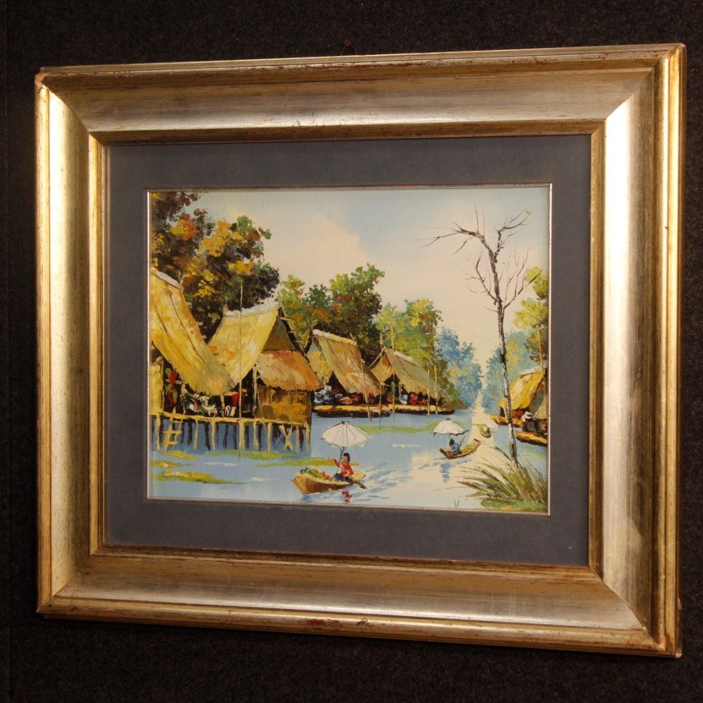 Dipinto francese paesaggio orientale olio su tela-photo-2