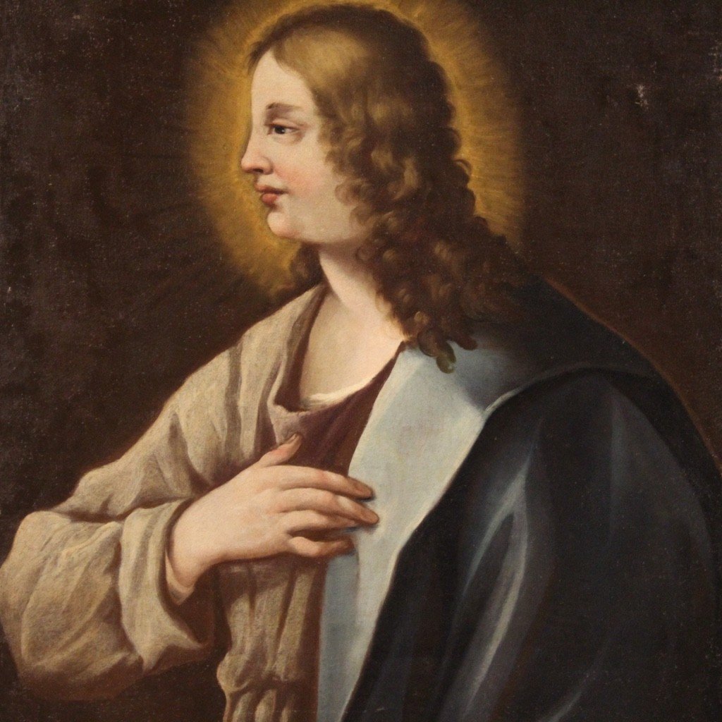 Antico dipinto religioso Santo del XVIII secolo-photo-2