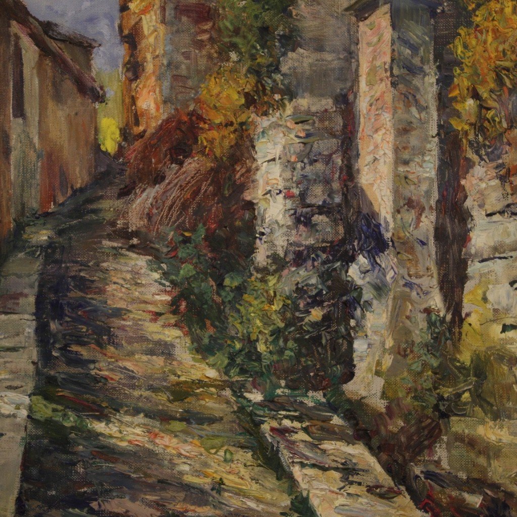 Dipinto italiano paesaggio ad olio in stile impressionista-photo-1