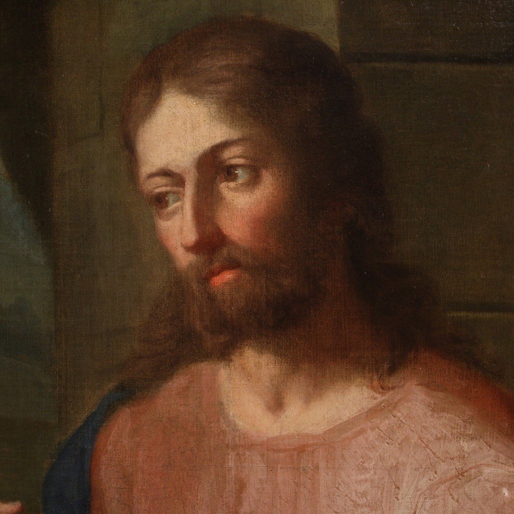 Grande dipinto italiano del XVII secolo, Cristo e la Samaritana al pozzo-photo-7