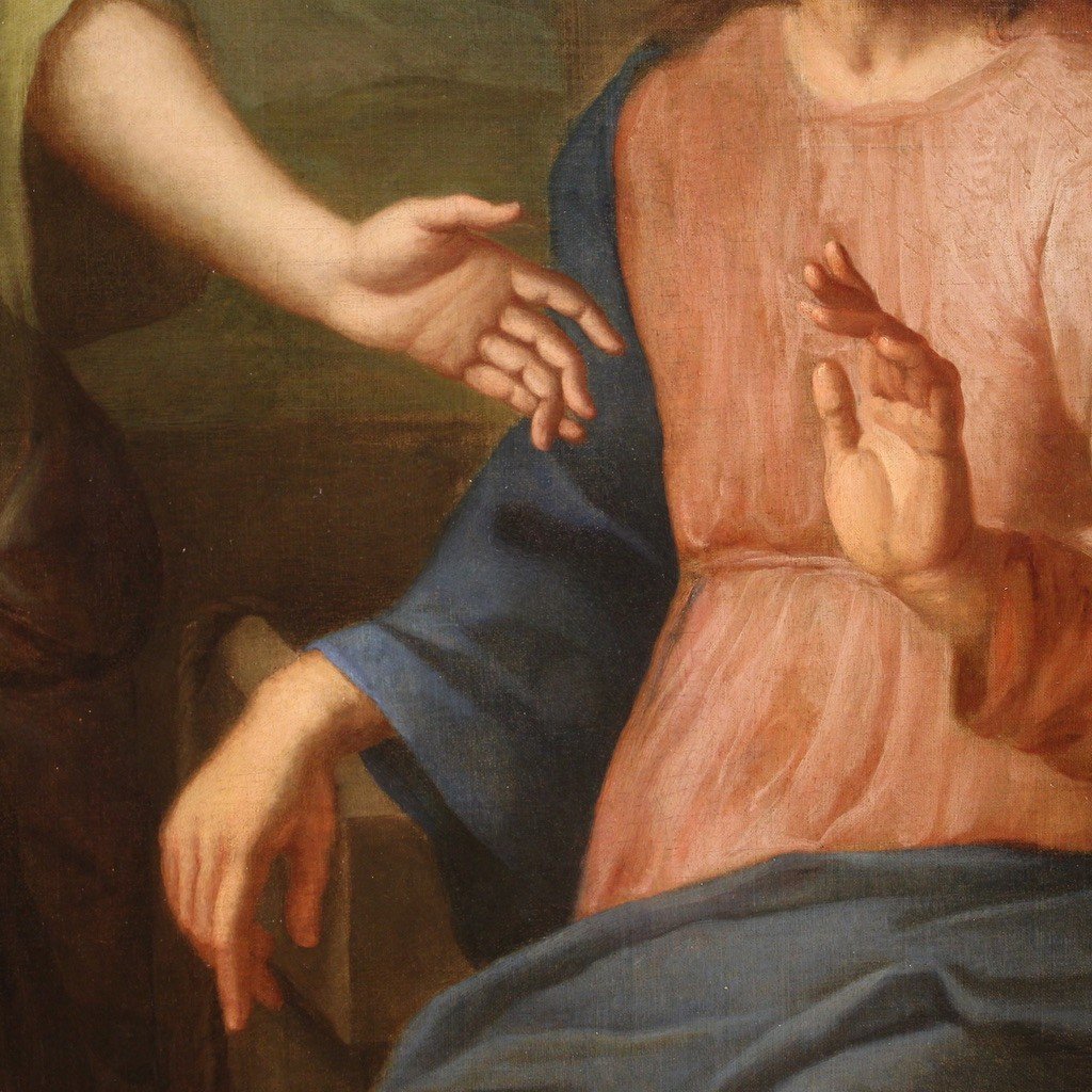 Grande dipinto italiano del XVII secolo, Cristo e la Samaritana al pozzo-photo-8