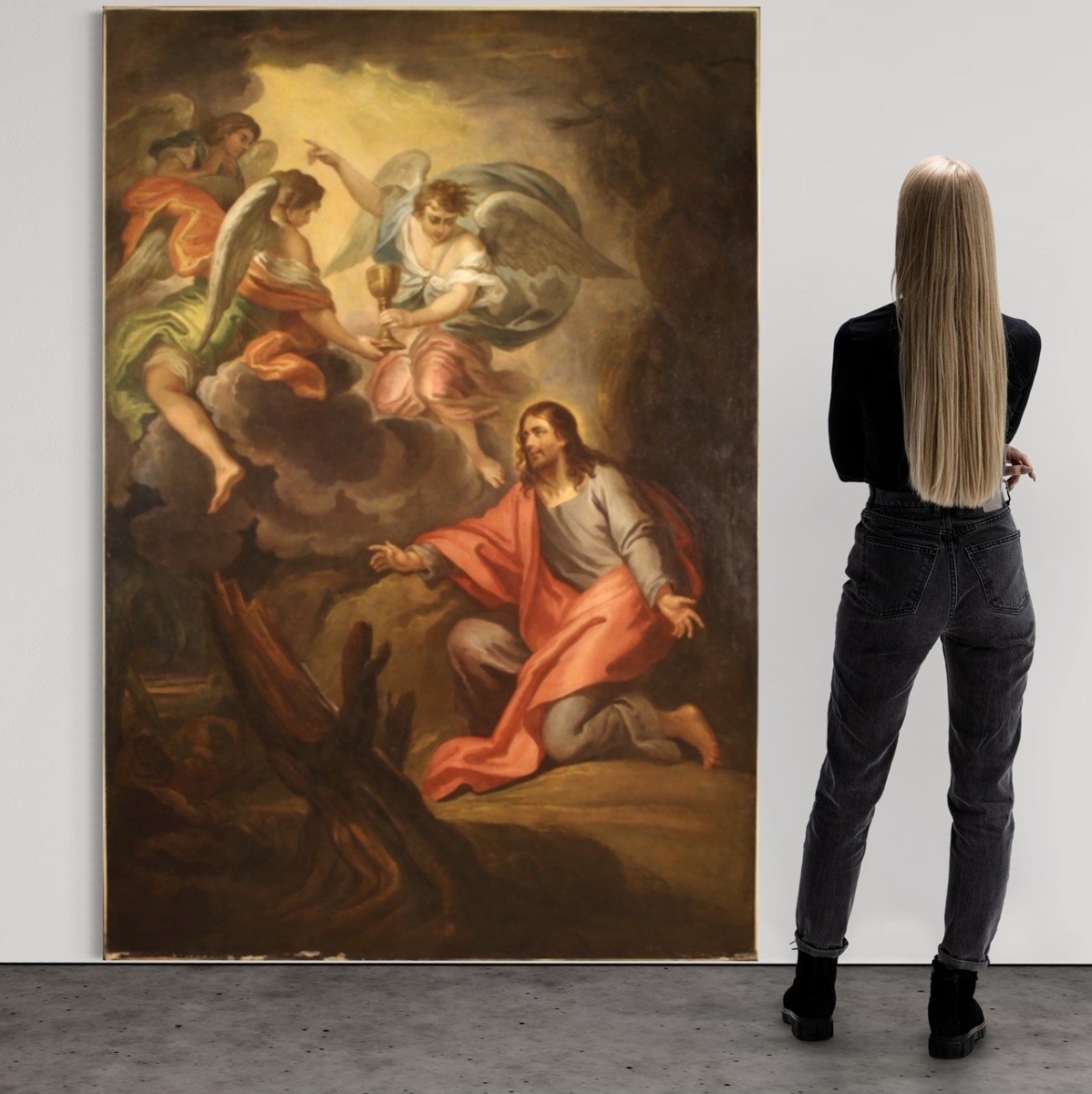 Grande quadro italiano del XVIII secolo, Cristo nell'orto degli ulivi-photo-3