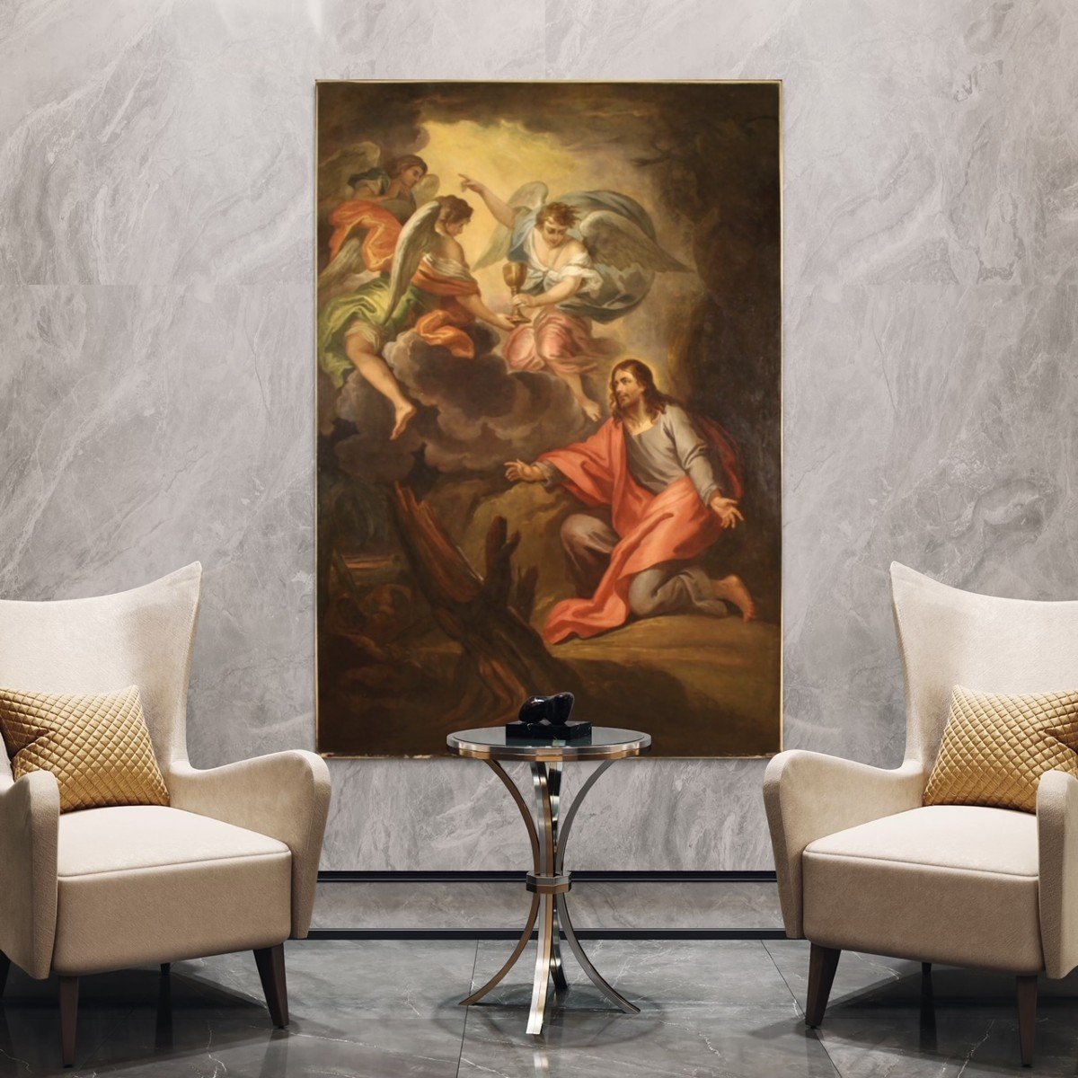 Grande quadro italiano del XVIII secolo, Cristo nell'orto degli ulivi-photo-8