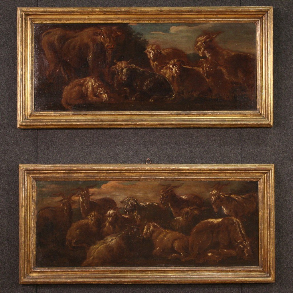 Dipinto paesaggio con capre della seconda metà del XVII secolo-photo-3