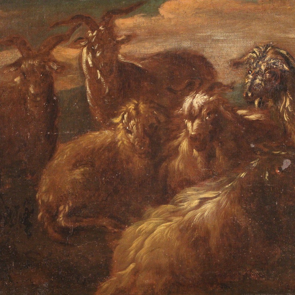 Dipinto paesaggio con capre della seconda metà del XVII secolo-photo-1