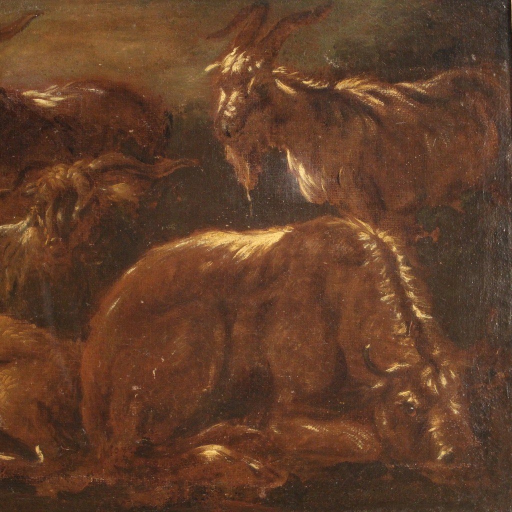 Dipinto paesaggio con capre della seconda metà del XVII secolo-photo-5