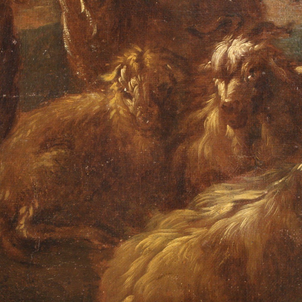 Dipinto paesaggio con capre della seconda metà del XVII secolo-photo-7