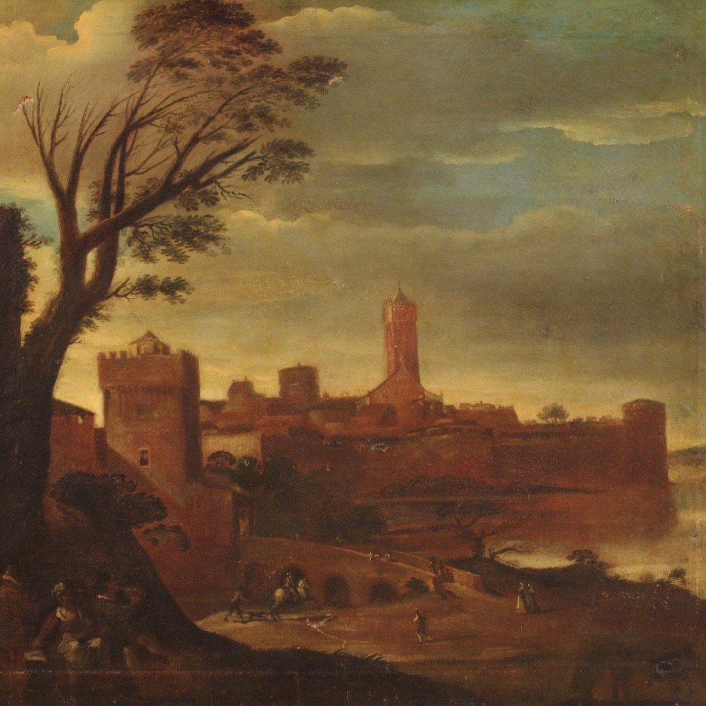 Quadro italiano paesaggio del XVII secolo  