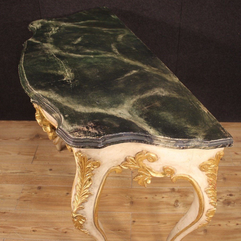 Console in legno laccato e dorato-photo-4