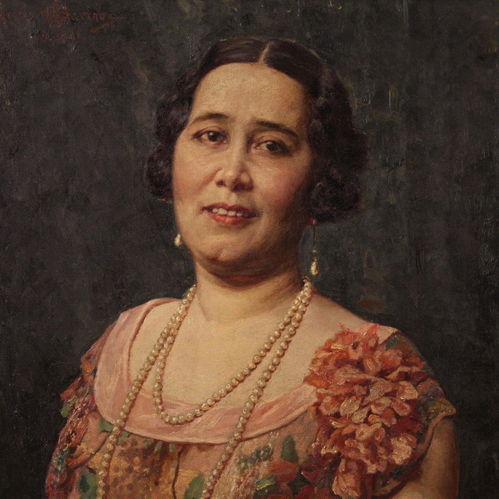 Ritratto di dama firmato Angelo Garino e datato 1931-photo-3