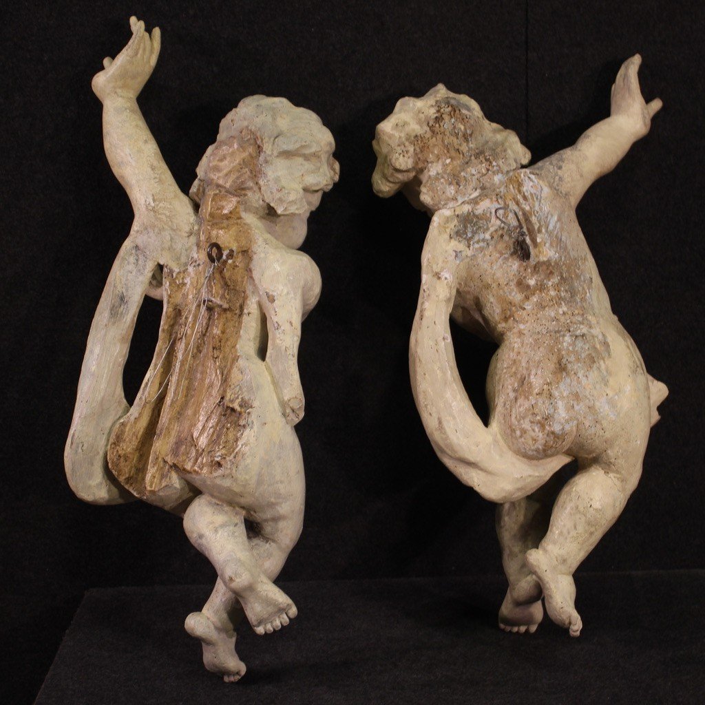 Coppia di sculture di putti del XVIII secolo-photo-3