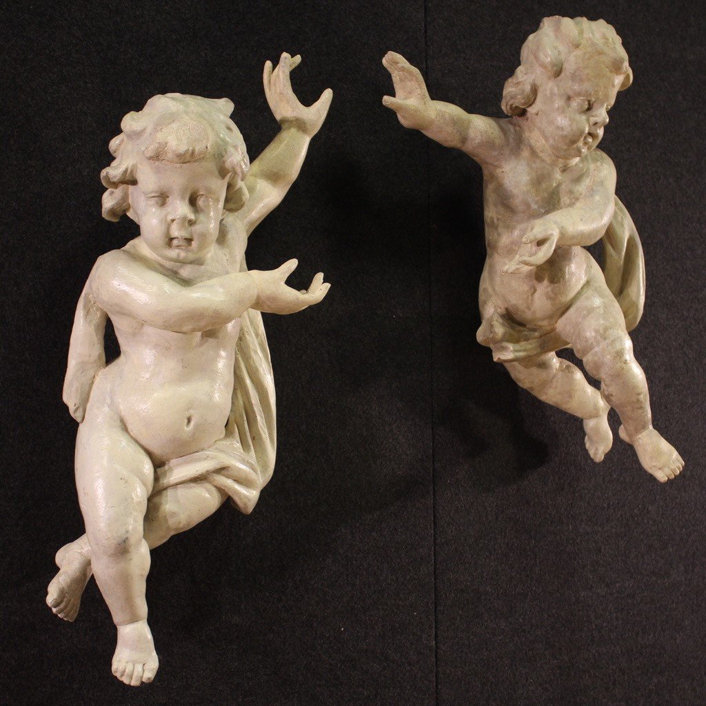 Coppia di sculture di putti del XVIII secolo-photo-4