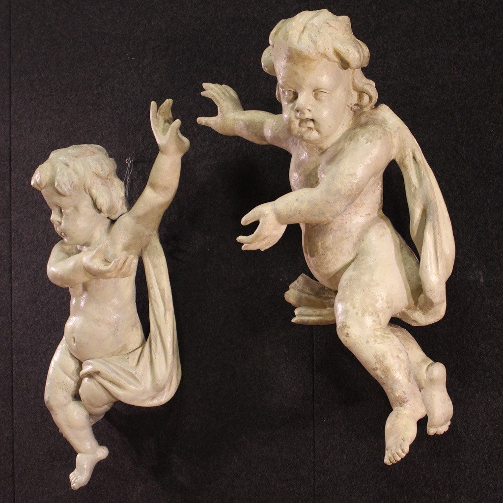 Coppia di sculture di putti del XVIII secolo-photo-1