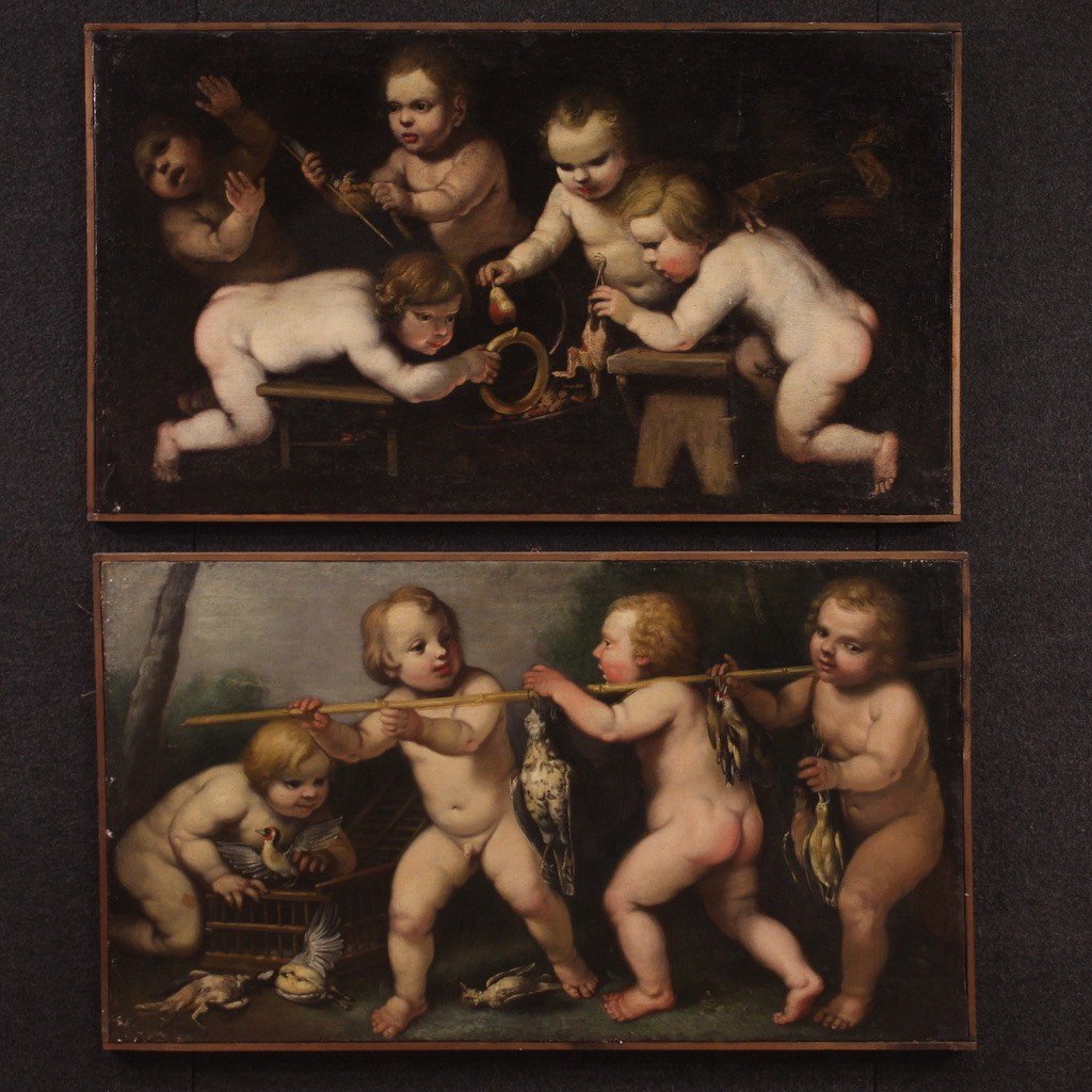 Dipinto scuola rudolfina del XVII secolo, giochi di putti-photo-4
