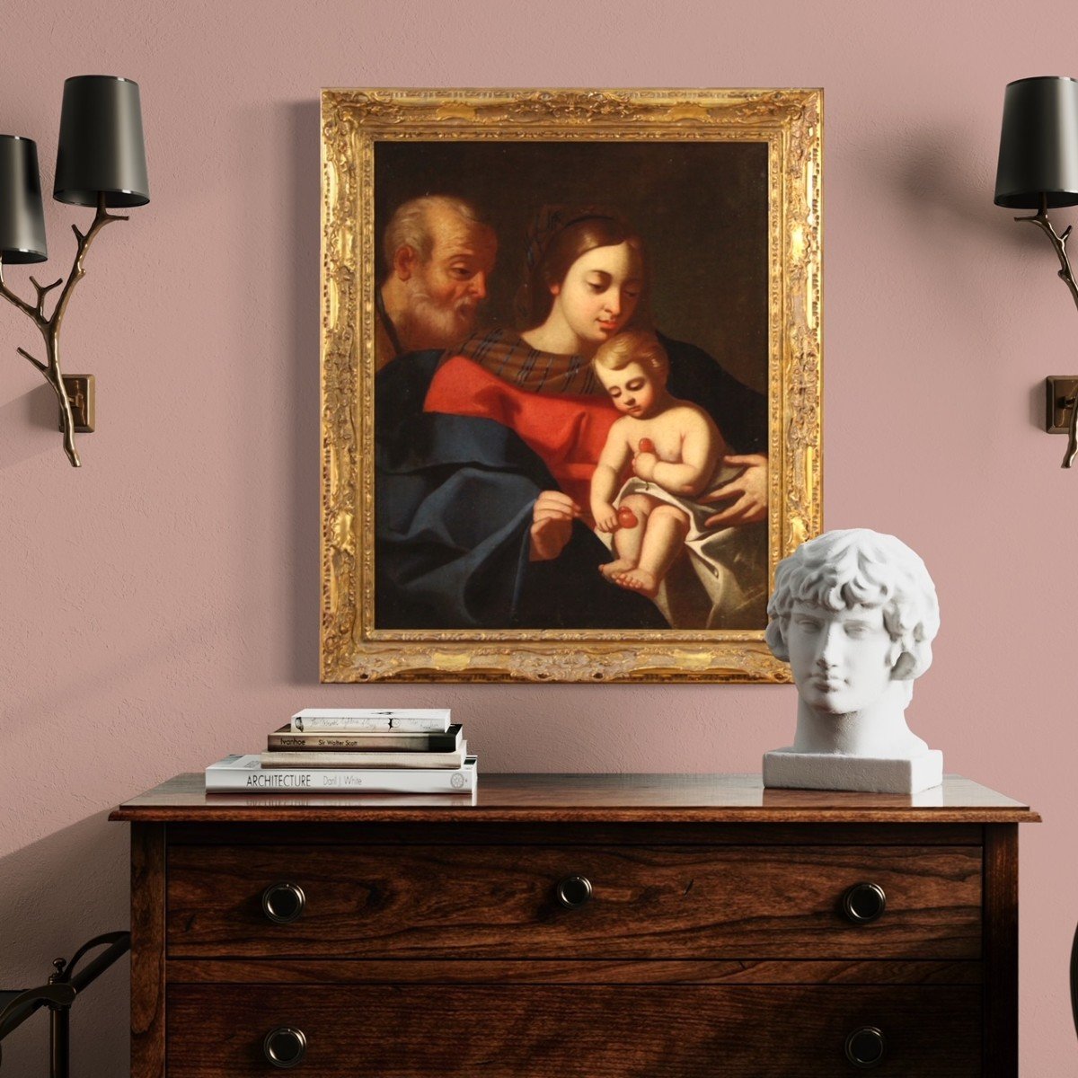 Quadro religioso italiano del XVIII secolo, Sacra Famiglia-photo-6