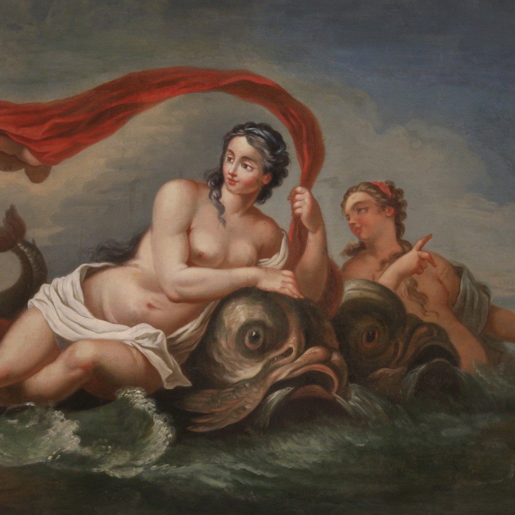 Quadro mitologico del XVIII secolo, il trionfo di Galatea-photo-3