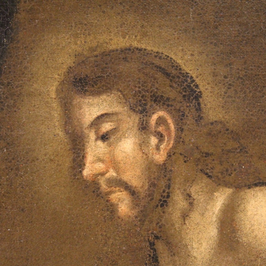 Antico dipinto religioso Cristo alla colonna del XVIII secolo-photo-7