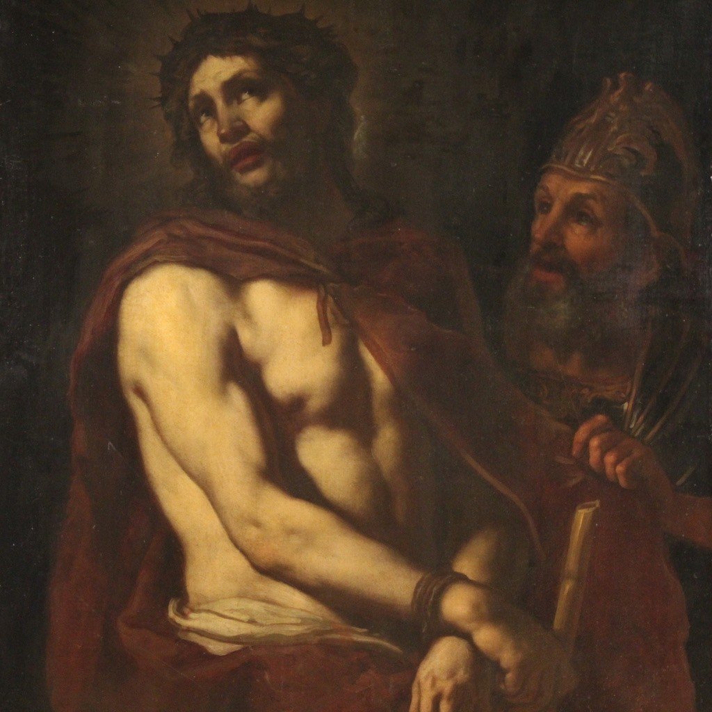 Grande dipinto italiano religioso del XVII secolo, Ecce Homo-photo-2